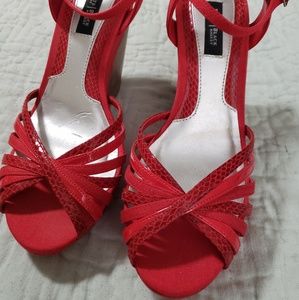 Red Strappy Wedges